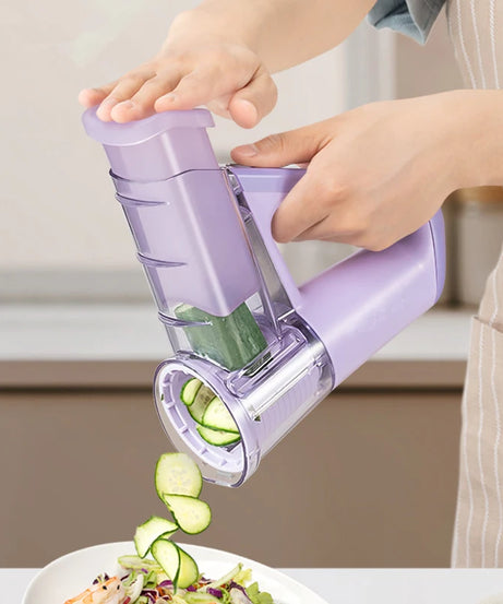 LMETJMA Electric Cheese Grater Portable Salad Maker With 4 Different Shapes of Blades 40W Electric Rotary Slicer Shredder JT363