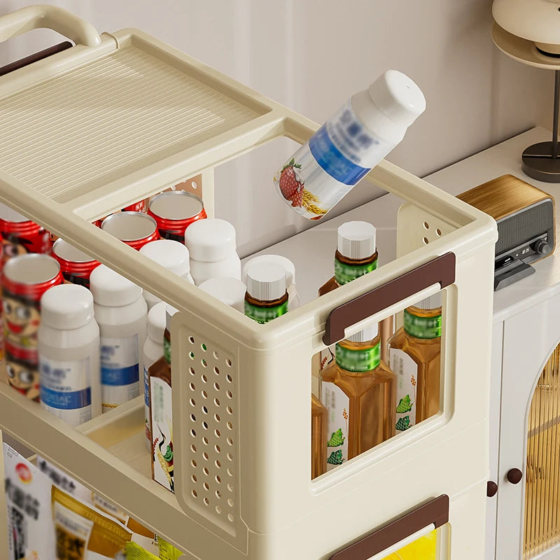 3-Tier Storage Cart, Utility Rolling Storage Organizer,Mobile Shelving Cart with Lockable Wheels for Bathroom,Living Room