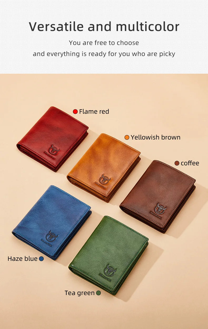 BULLCAPTAIN New 100% Leather Men's Wallet High Quality Product Leather Men's Wallet Multifunctional Card Slot Short Wallet QB017