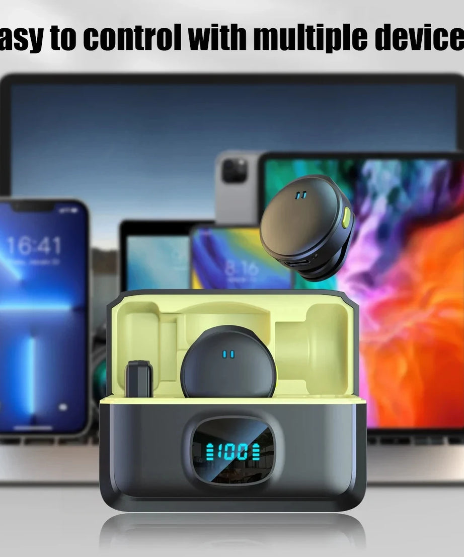 Lavalier Microphone 2.4GHz Wireless Microphone Magnetic Suction Microphone With Charging Case For Video Recording Plug and Play