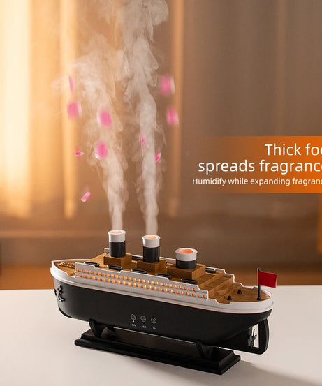 250ml Titanic Ship Model Decoration Air Humidifier Essential Oil Diffuser Jellyfish Smoke Ring Spray Aroma Diffuser For Home