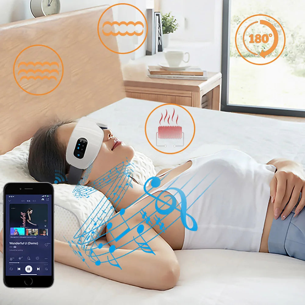 Eye Massager with Heat Smart Eye Care Device with Music for Migraines Relax Reduce Eye Strain Dark Circles Eye Bag Improve Sleep
