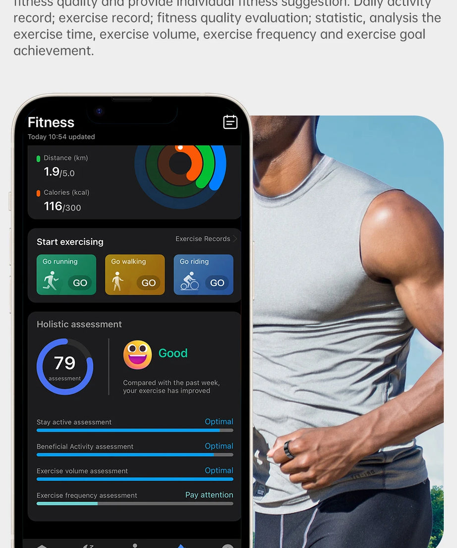 Ceramic Smart Ring with Vibrate Alerts Calls Alarm Notification Vibration, Health and Sleep Monitor 5ATM Waterproof Ring for Men