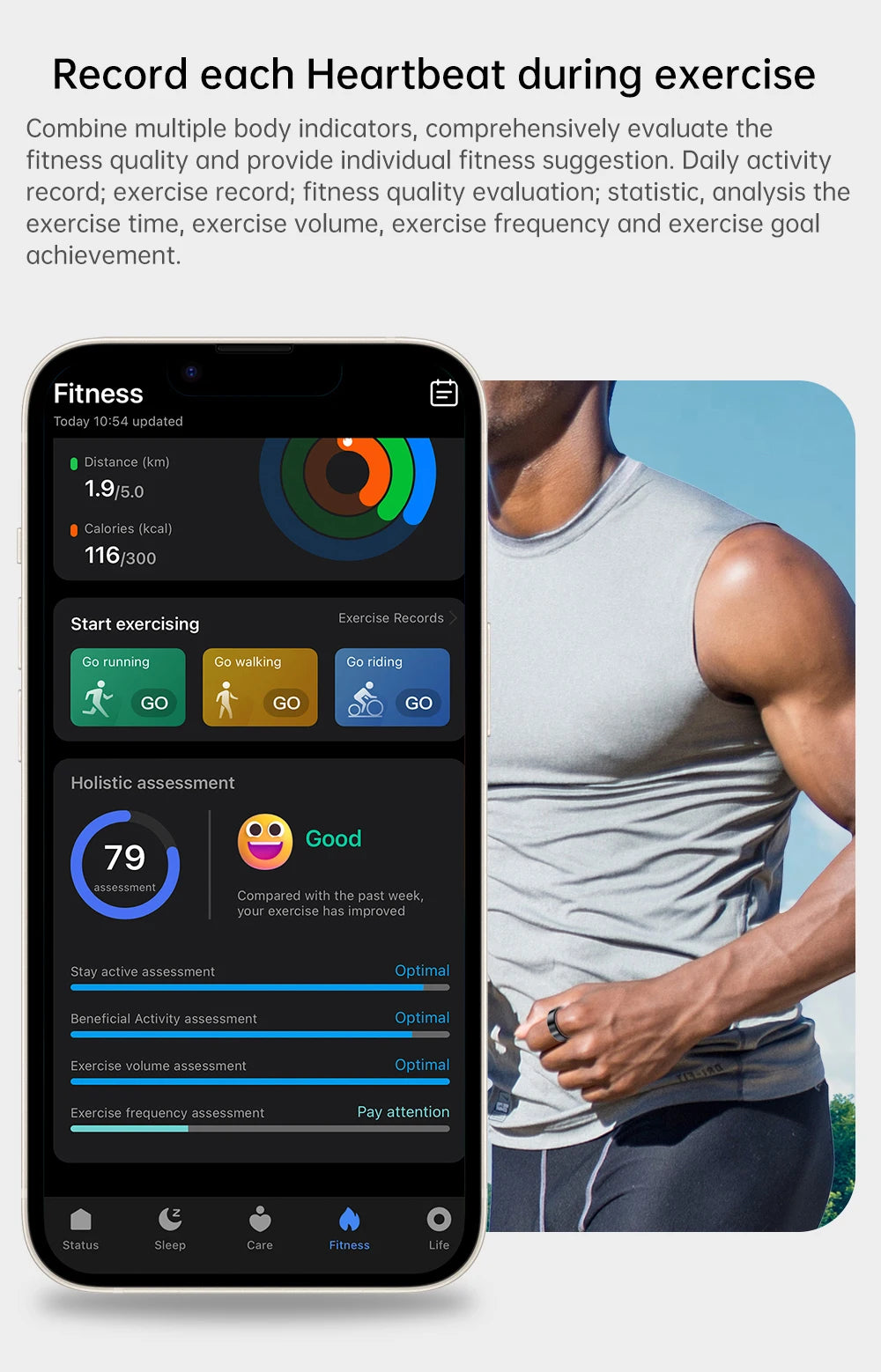 Ceramic Smart Ring with Vibrate Alerts Calls Alarm Notification Vibration, Health and Sleep Monitor 5ATM Waterproof Ring for Men