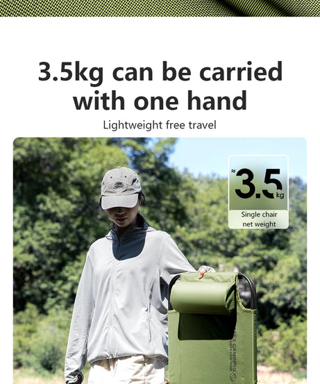 BSWOLF Camping Folding Chair Adjustable Armrest Portable Relaxing Chair With Detachable Pillow for Beach Travel Hiking