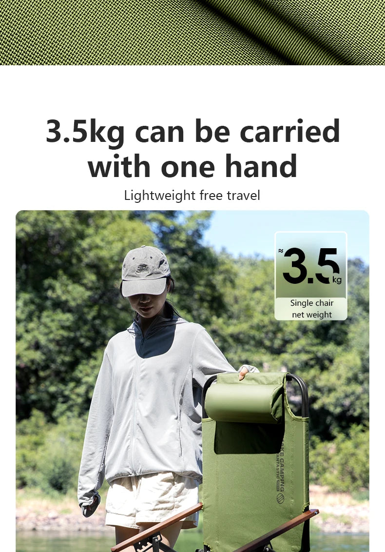 BSWOLF Camping Folding Chair Adjustable Armrest Portable Relaxing Chair With Detachable Pillow for Beach Travel Hiking