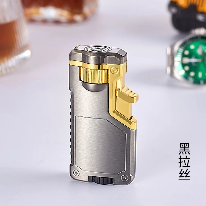 Dropshipping VIP Link Creative Three-color Flame Metal Gradient Inflatable Lighter Flame Switching Cool Windproof Torch Lighter