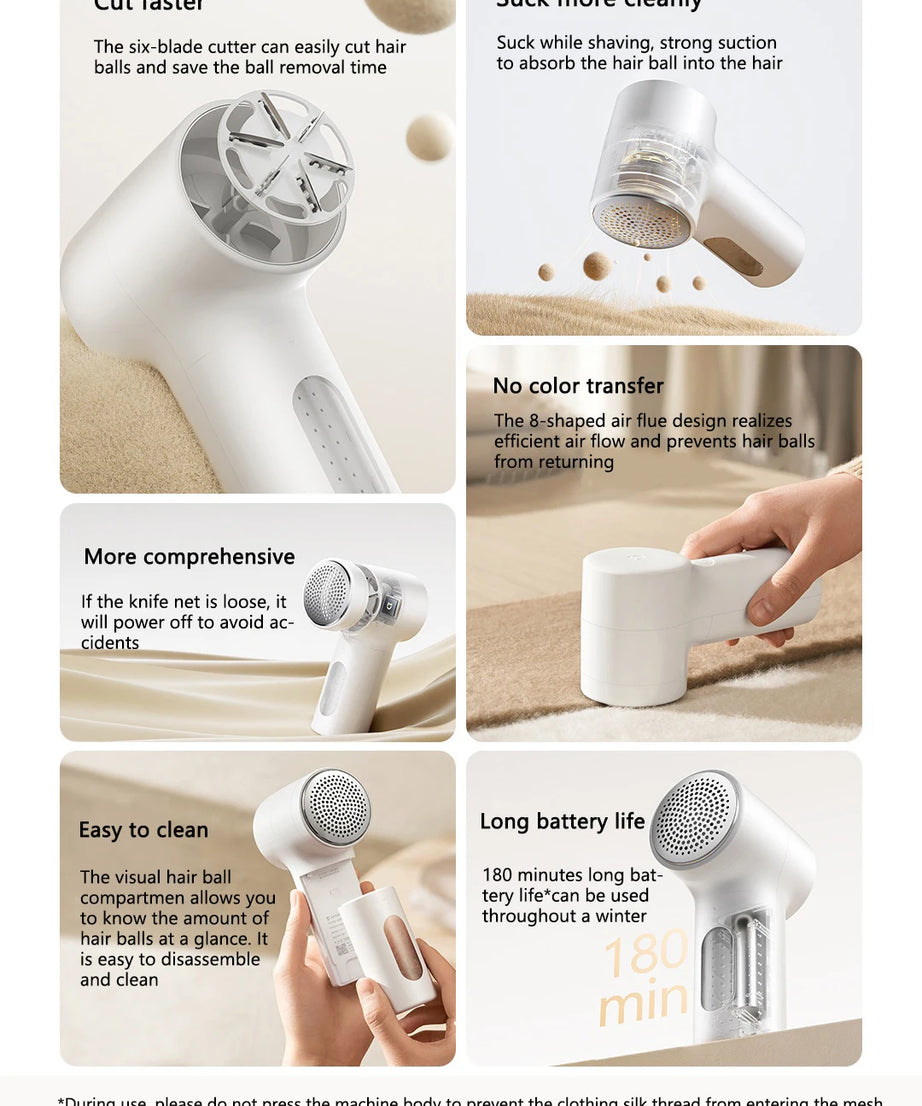 2025 New Xiaomi Mijia Lint Remover 2 Clothes Rechargeable Fuzz Pellet Fabric Shaver Trimmer Machine Hair Balls Removers Portable