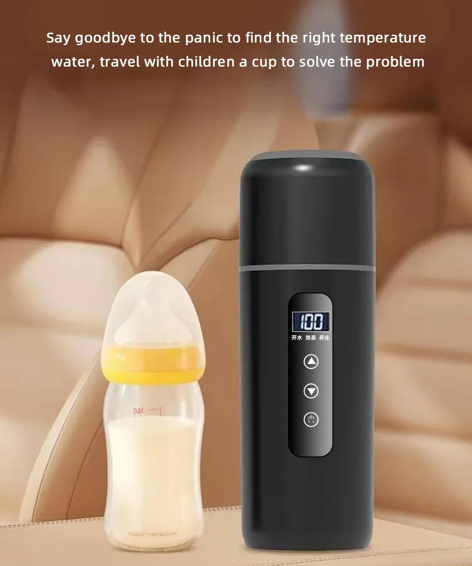 Electric Kettle 12V24V Portable Car Heating Cup 500ml Travel Heating Touch Screen Intelligent Adjustable Temperature Thermal Cup