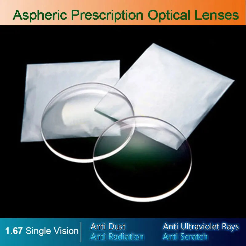 1.67 Single Vision Aspheric Optical Eyeglasses Prescription Lenses UV400 Anti-radiation AR Coating Spectacles Glasses Lenses