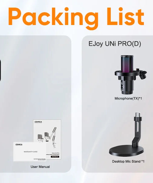 COMICA Uni Pro Wireless USB Gaming Microphone for PC Laptop Smartphone Noise Cancellation Condenser Mic with RGB Lights