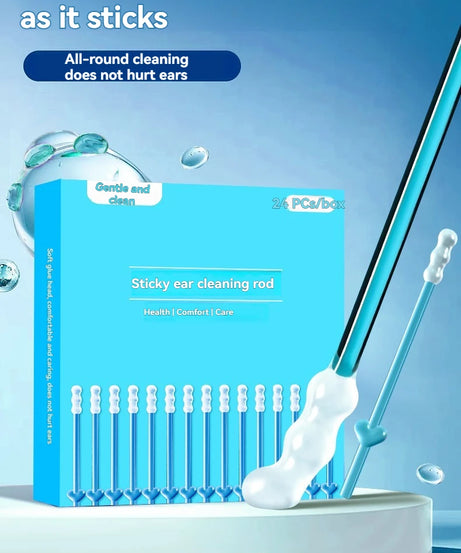 24Pcs/Box Silicone EarWax Remover Sticky Ear Picks Disposable Adhesive Earpick S/L Reusable Ear Cleaner for Kids & Adults