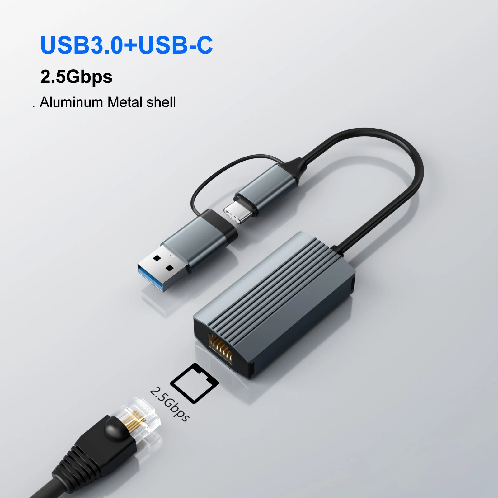 5000Mbps USB Network Card 5Gbps High Speed Wired Adapter USB3.0 Type-C to RJ45 Ethernet Converter HUB For MacBook Notebook PC
