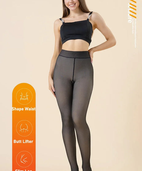 Thermal Stockings Women Fleece Lined Tights Warm Winter High Waist Sexy Translucent Black Pantyhose Thermal Legging Tights Women