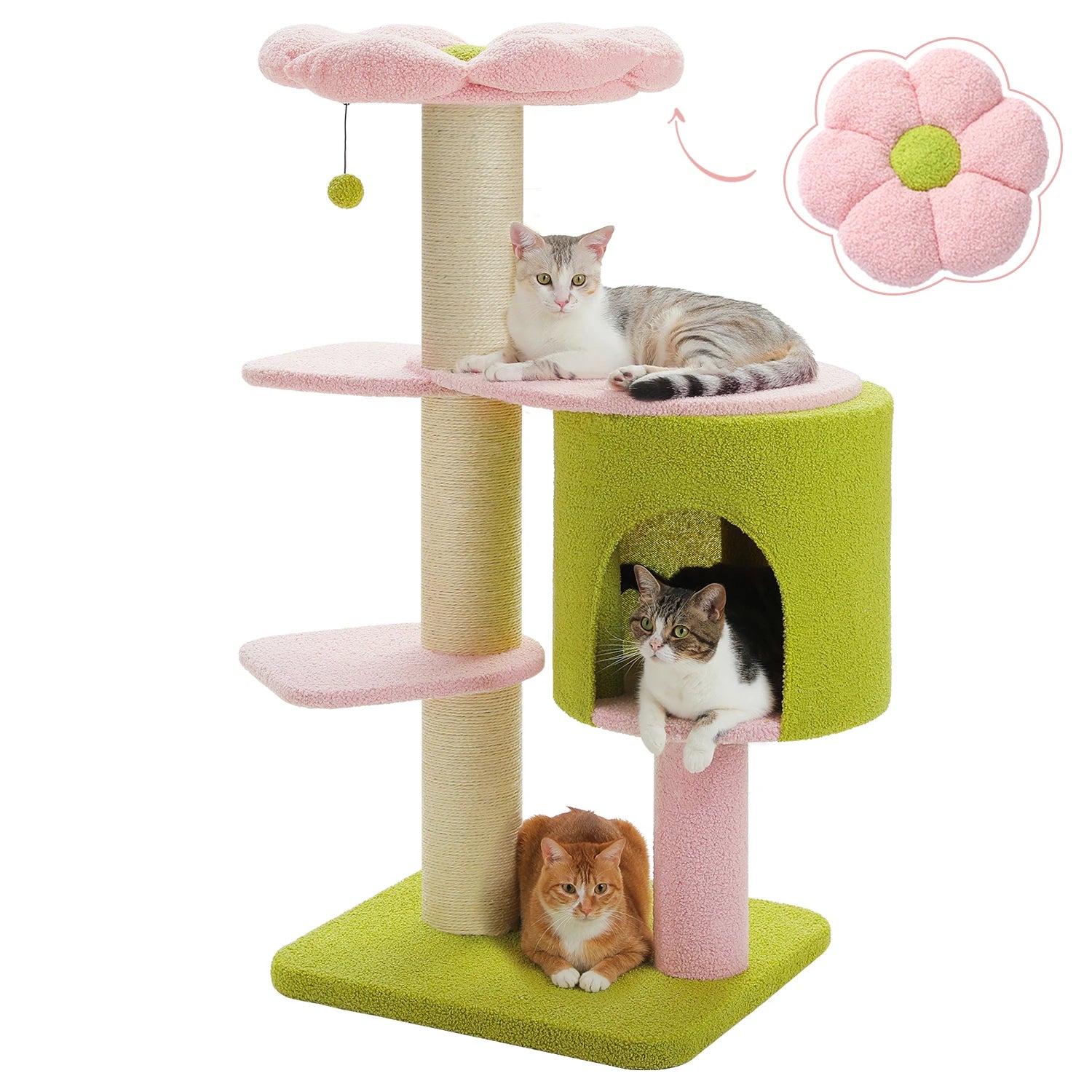 Large Cat Tree with Thick Scratching Posts, Heavy-Duty Cat Tree for Large Adult Cats, Spacious Cat Condo for Big Cats, Cat Toys