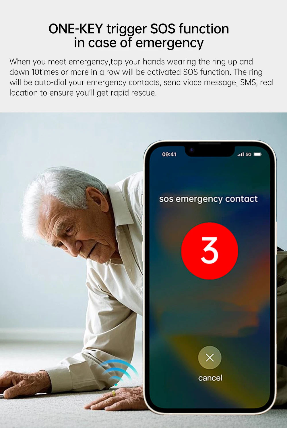 Ceramic Smart Ring with Vibrate Alerts Calls Alarm Notification Vibration, Health and Sleep Monitor 5ATM Waterproof Ring for Men