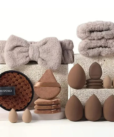 56-Piece Make up Brush Set (chocolate)- Full Face Cosmetics Kit , Eyeshadow Blending Brushes & Beauty Sponge  make up brushes