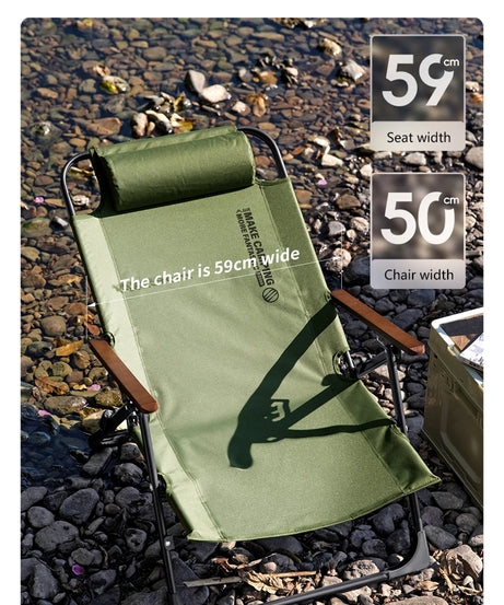 BSWOLF Camping Folding Chair Adjustable Armrest Portable Relaxing Chair With Detachable Pillow for Beach Travel Hiking