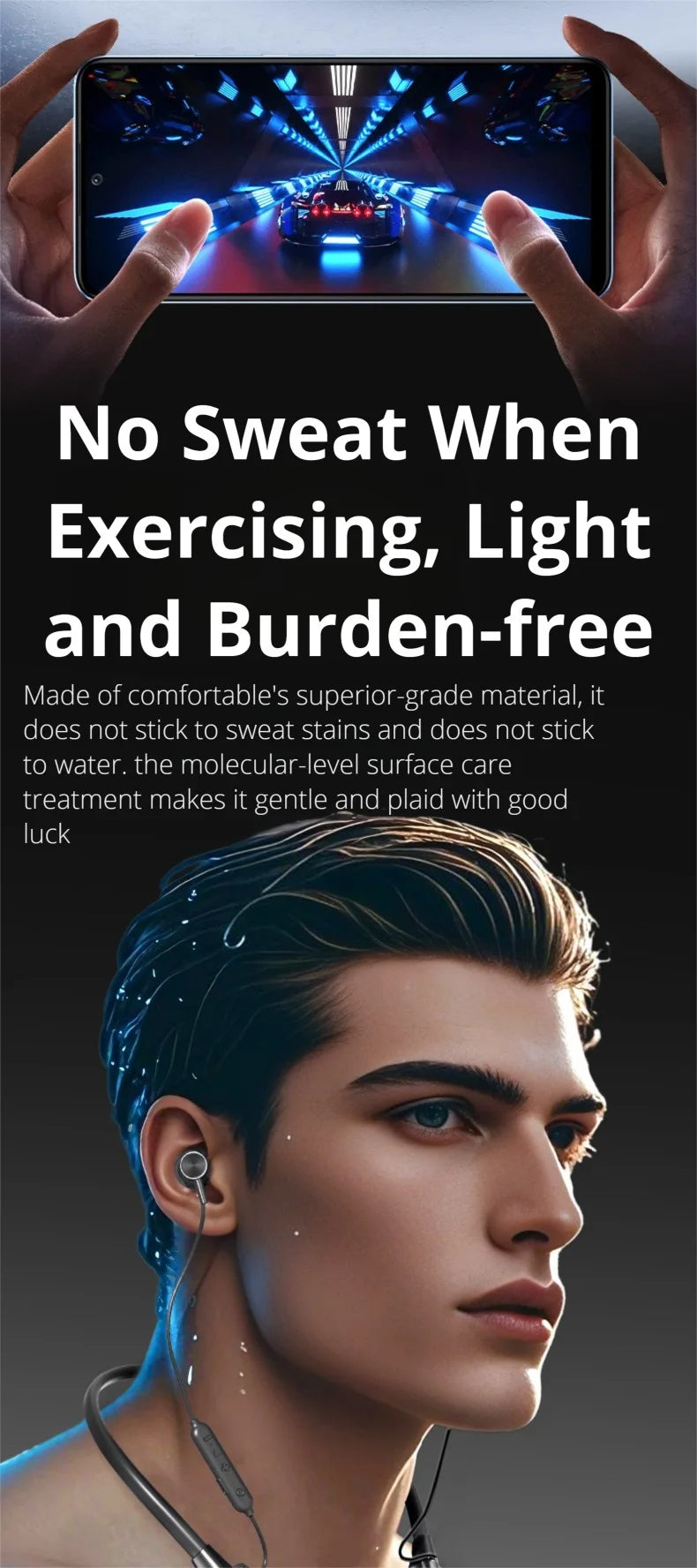 EARDECO 80 Hours Bass 5.4 Bluetooth Headphone Sport Wireless Headphones In-ear Outdoor  waterproof headset Noise Reduction