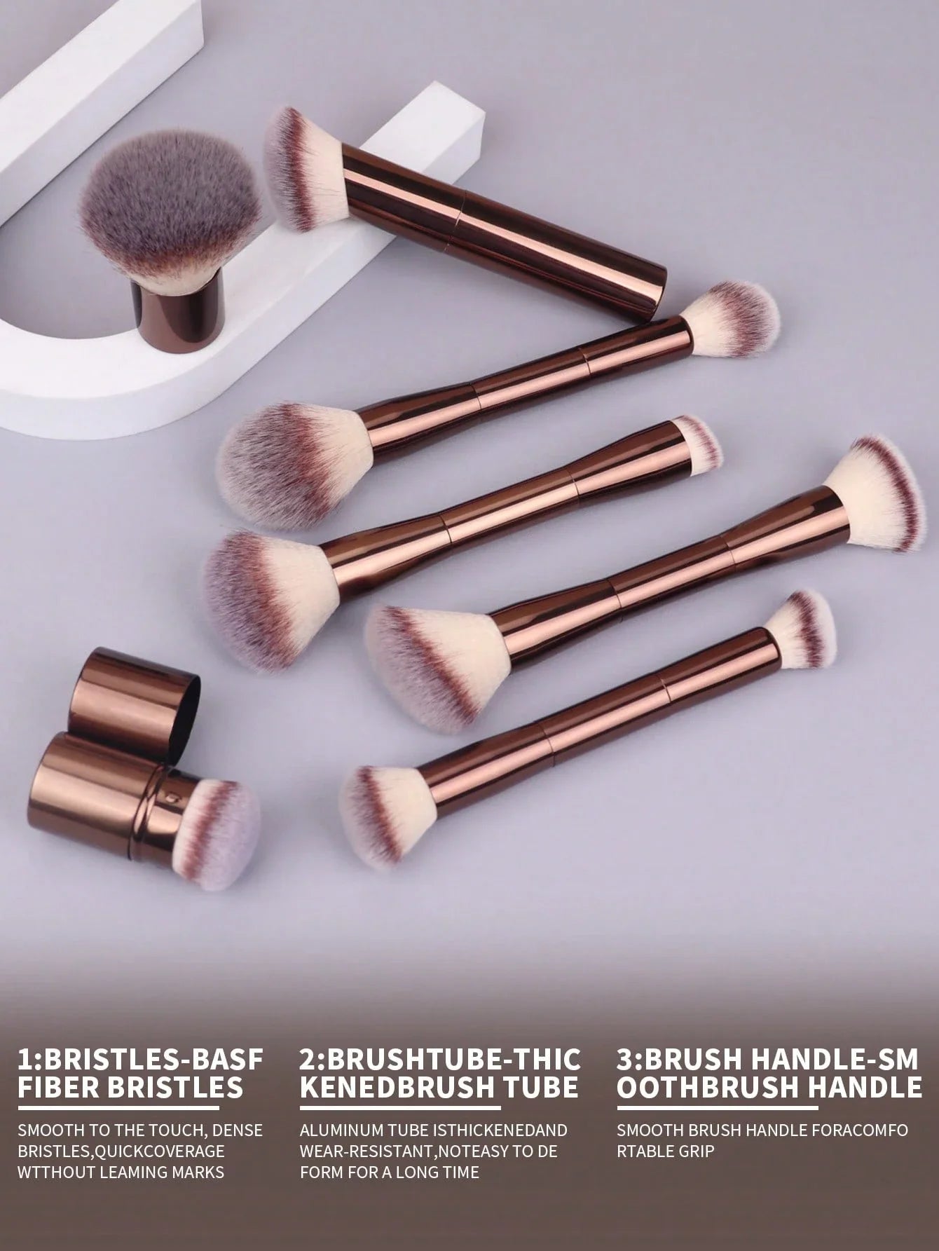 22pcs Professional Makeup Tools Set With Velvet Bag,20pcs Soft Long Aluminum Tube Makeup Brush Set+2pcs Powder Puffs Accessories