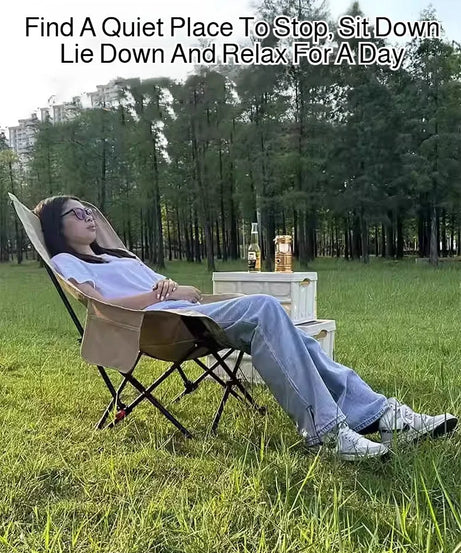 Portable Folding Chair Folding Recliner Curved Headrest Comfort Experience Easy Storage Lunch Foldable Recliner With Leg Rests