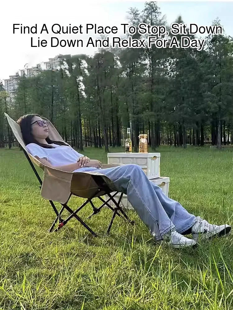 Portable Folding Chair Folding Recliner Curved Headrest Comfort Experience Easy Storage Lunch Foldable Recliner With Leg Rests