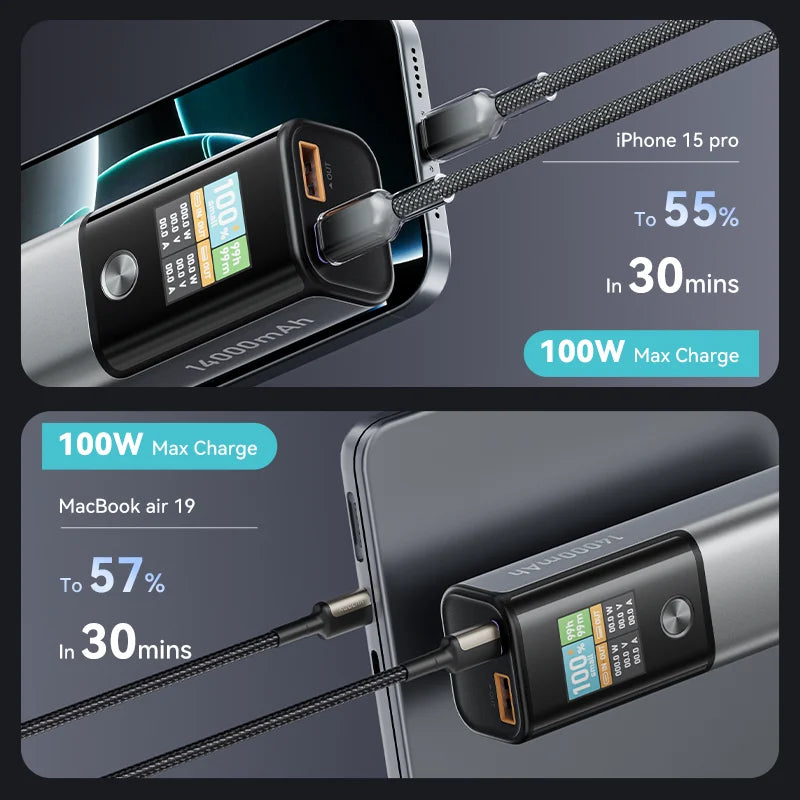 KUULAA 100W Power Bank 14000mAh Portable Charger External Battery PowerBank for Macbook for iPad Laptop Notbook Fast Charging PD