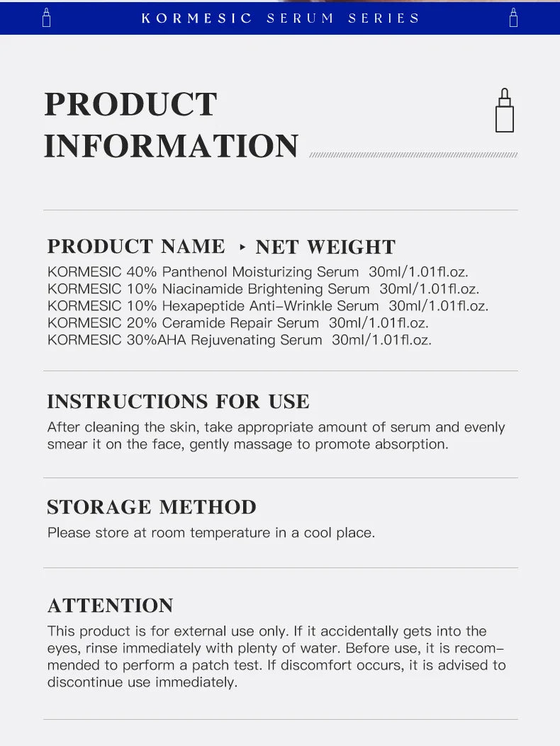 AHA Rejuvenation Niacinamide Brightening Face Serum Hexapeptide Ceramide Panthenol  Essence Anti Wrinkle Nourishing Skin Care