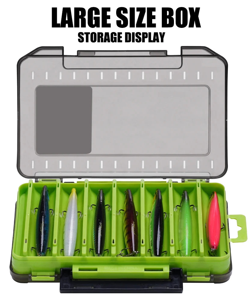 Fishing Tackle Box 14 Compartments Fishing Accessories Lure Hook Storage Case Double Sided Fishing Tool Organizer Boxes