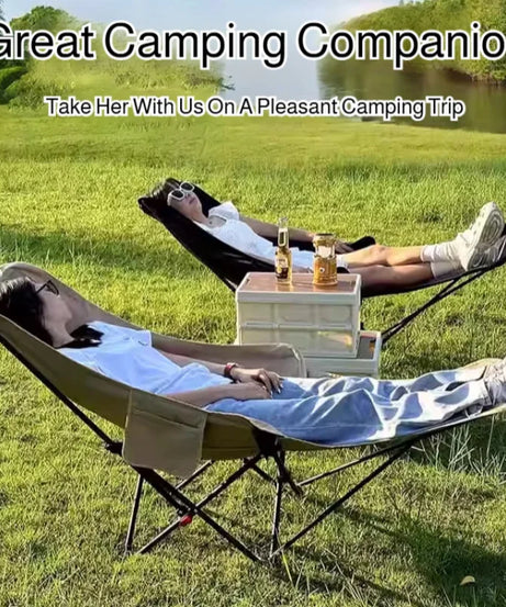 Portable Folding Chair Folding Recliner Curved Headrest Comfort Experience Easy Storage Lunch Foldable Recliner With Leg Rests