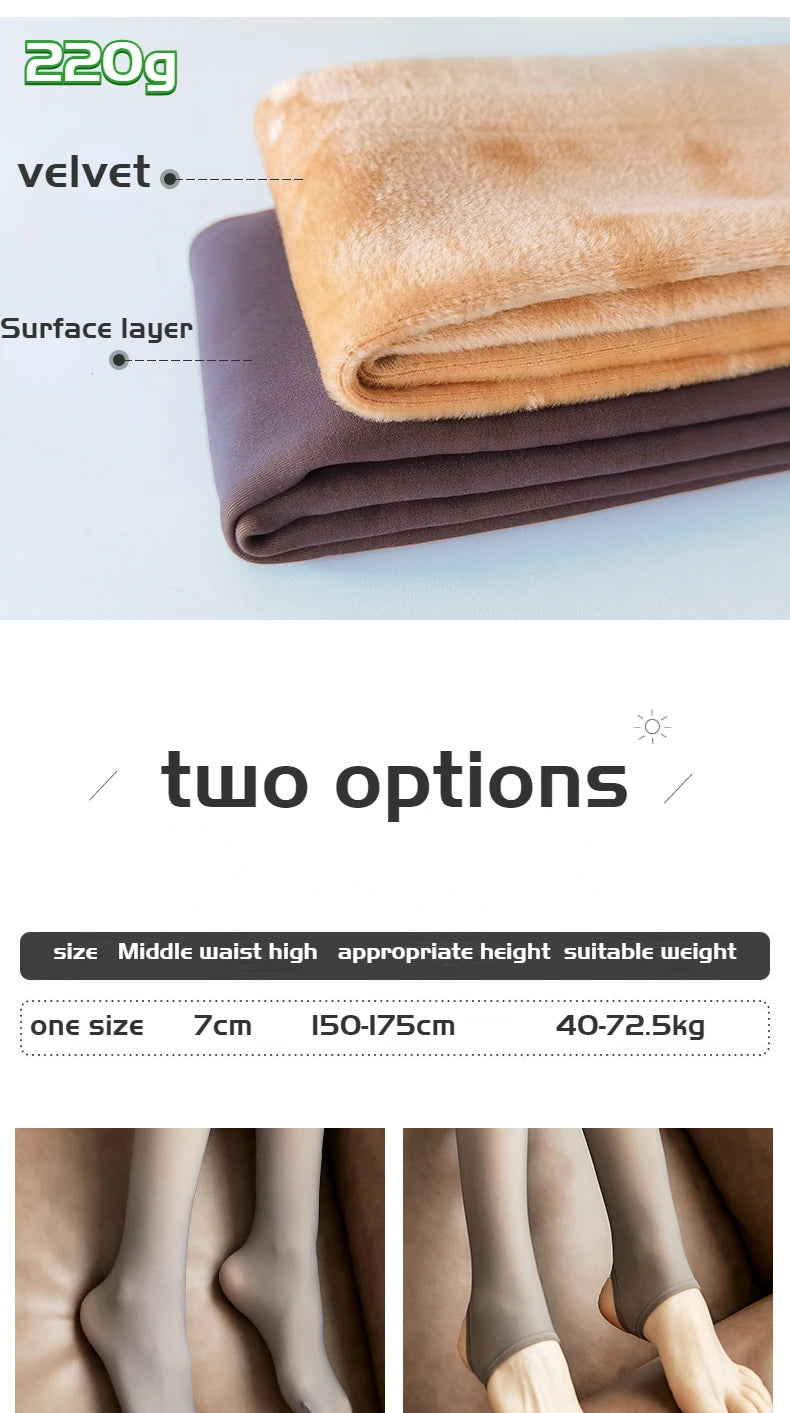 Thick Thermal Stockings Woman Warm Winter Sexy Translucent Velvet Tights Pantyhose Female High Waist Elastic Fleece Tights Women