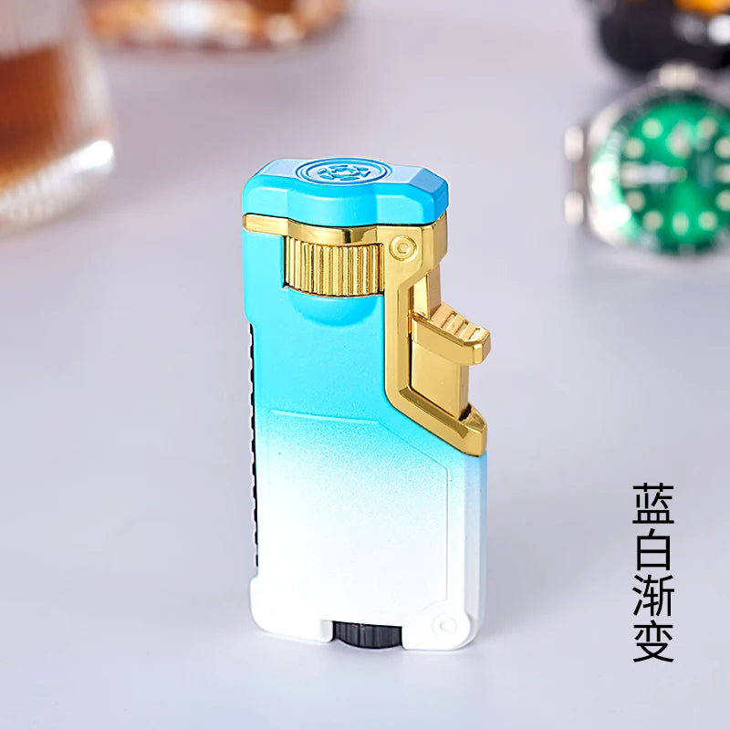 Dropshipping VIP Link Creative Three-color Flame Metal Gradient Inflatable Lighter Flame Switching Cool Windproof Torch Lighter
