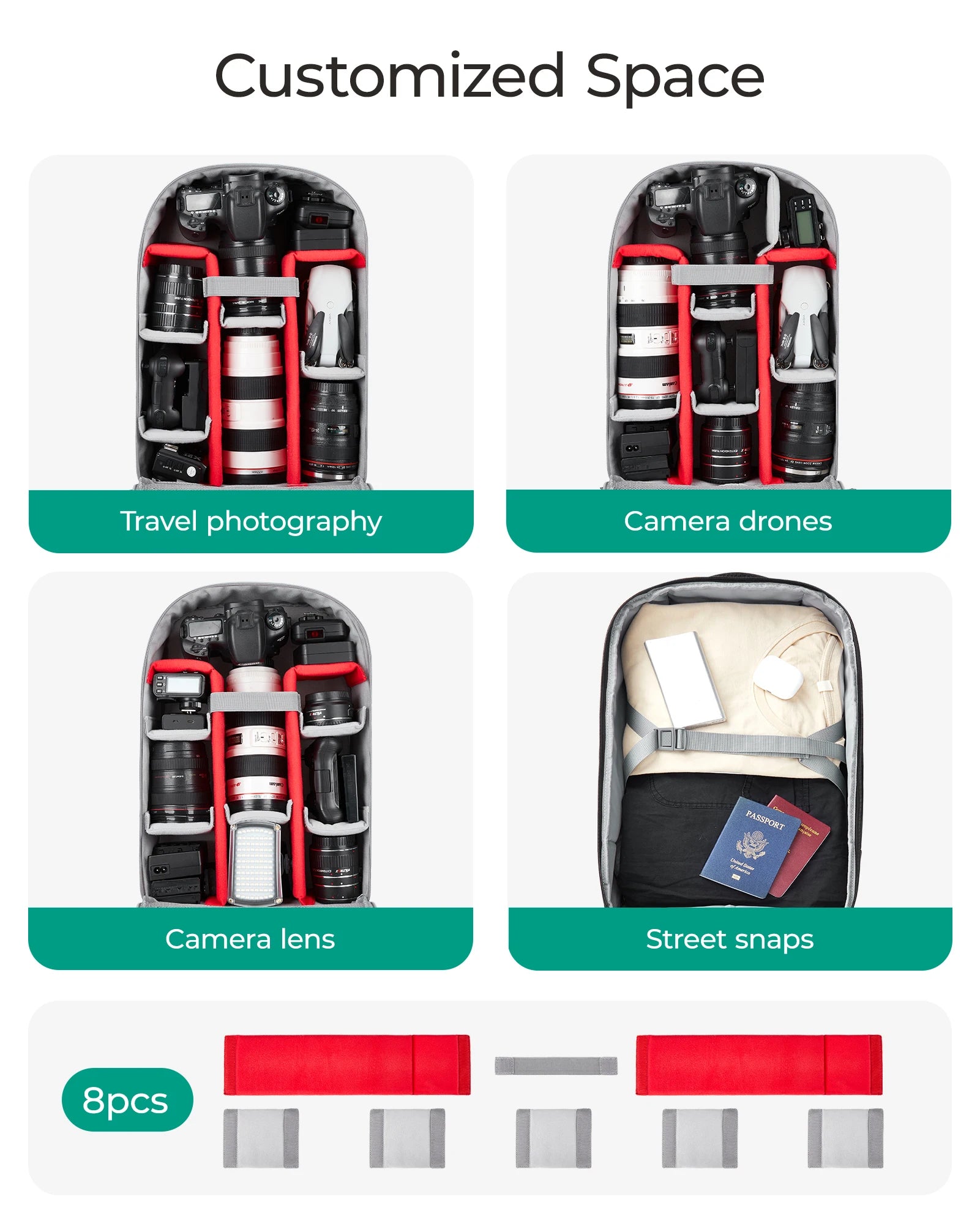 BAGSMART Rolling Camera Bag Photographer Backpack for DSLRs Professional Roller Photo Bags Photographic Rolling Travel Suitcase