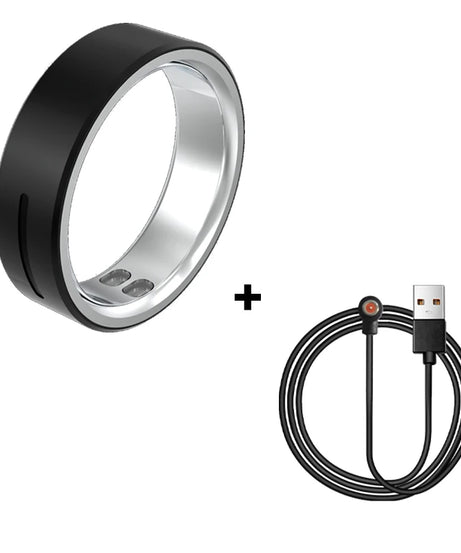 Ceramic Smart Ring with Vibrate Alerts Calls Alarm Notification Vibration, Health and Sleep Monitor 5ATM Waterproof Ring for Men