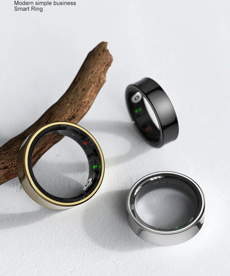 R09 Smart Ring Men Women with Charging Case,Heart Rate Blood Oxygen,Skin Temperature Monitor,5ATM Waterproof For Android iOS