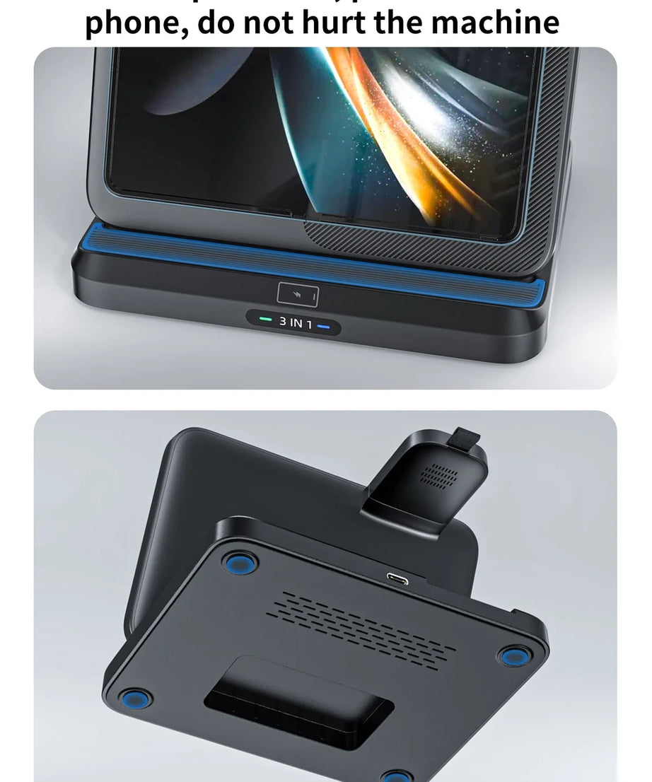 3 in 1 Wireless Charger Stand For Samsung Z Fold Zflip5 S24 S23 Ultra Galaxy Watch 6 5 Buds2 Foldable Fast Charging Dock Station