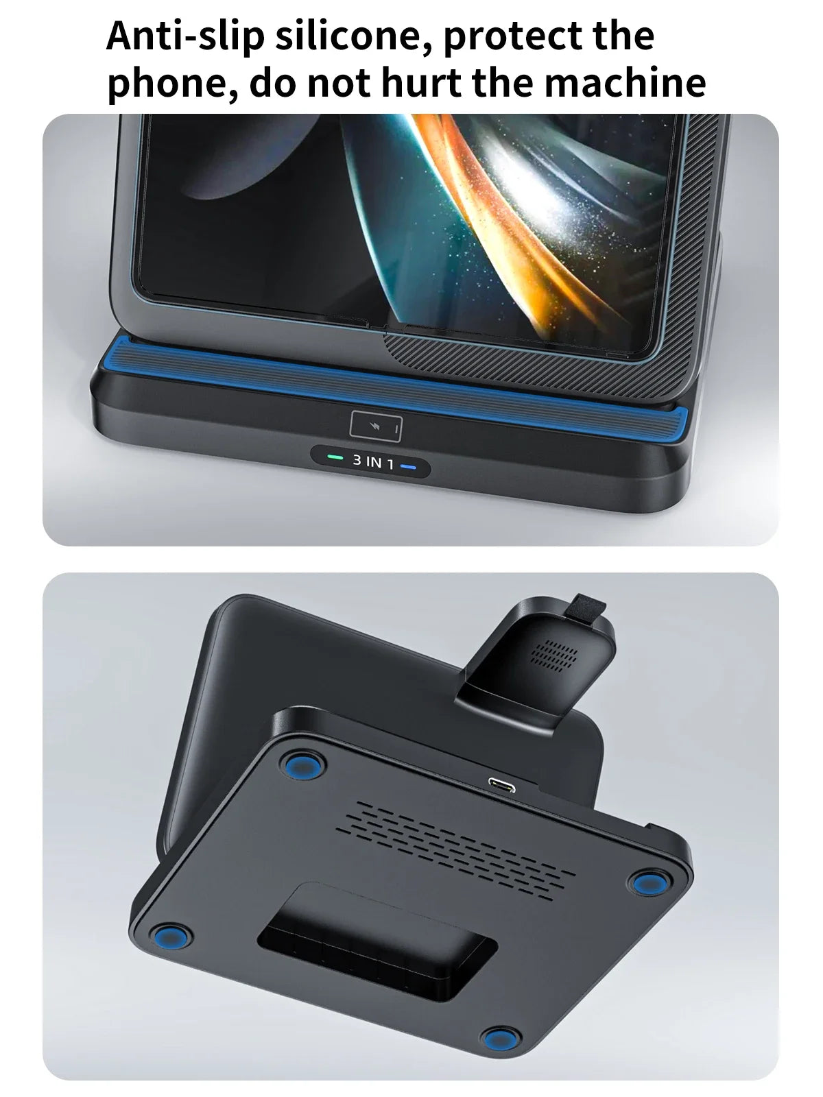 3 in 1 Wireless Charger Stand For Samsung Z Fold Zflip5 S24 S23 Ultra Galaxy Watch 6 5 Buds2 Foldable Fast Charging Dock Station