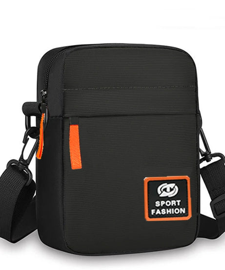 Men's single-shoulder cross-body bag with multi-layer zippers, trendy color contrast, and casual messenger style bag