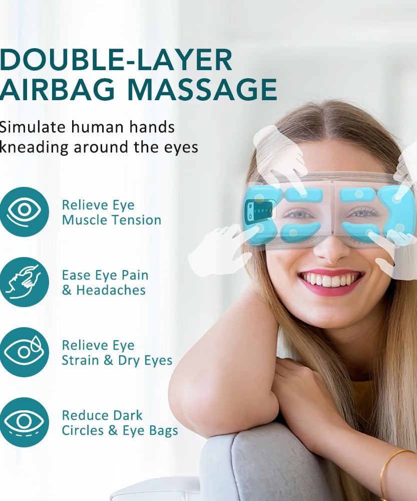 Eye Massager with Heat Smart Eye Care Device with Music for Migraines Relax Reduce Eye Strain Dark Circles Eye Bag Improve Sleep
