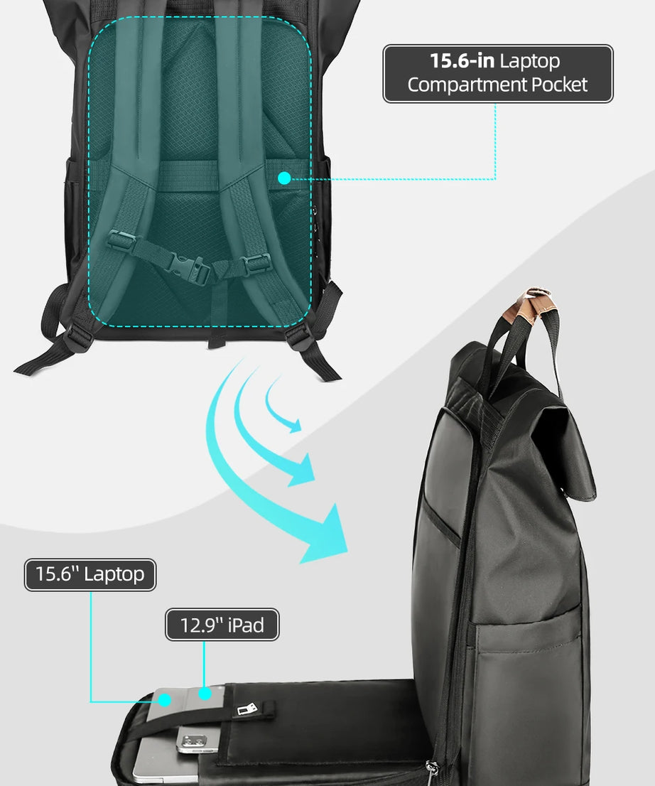 Heroic Knight Travel Men Backpack Multifunction Expandable Laptop Bag USB Port Outdoor Waterproof Hiking Pack For Male Anti-thef