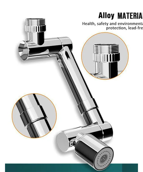 1440° Rotatable Scalable Metal Faucet Bathroom Tap Splash-proof Bubbler Kitchen Faucet Filter Nozzle Tap Saving Water Extender