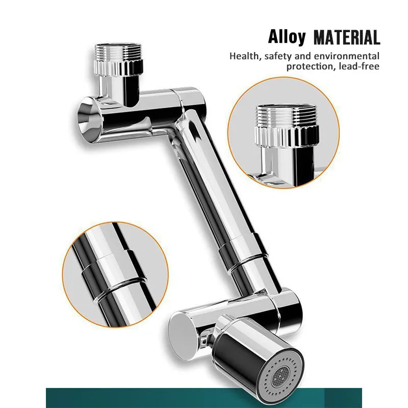 1440° Rotatable Scalable Metal Faucet Bathroom Tap Splash-proof Bubbler Kitchen Faucet Filter Nozzle Tap Saving Water Extender