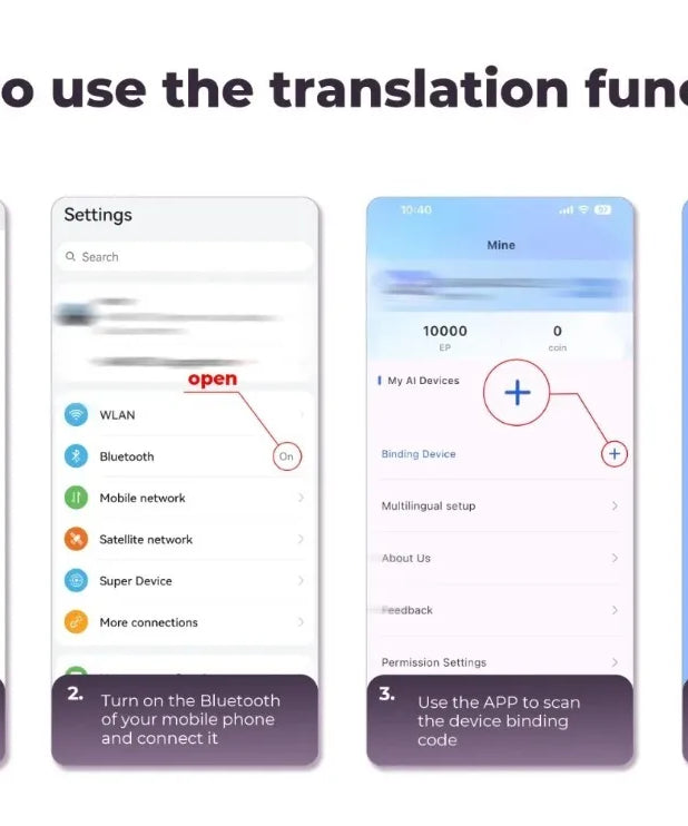 Real Time Translators Headphones with Touch Screen 144 Languages Translation Bluetooth 5.4 Earbuds Noise Cancelling Headset