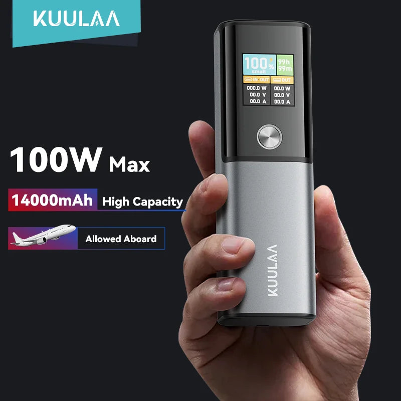 KUULAA 100W Power Bank 14000mAh Portable Charger External Battery PowerBank for Macbook for iPad Laptop Notbook Fast Charging PD