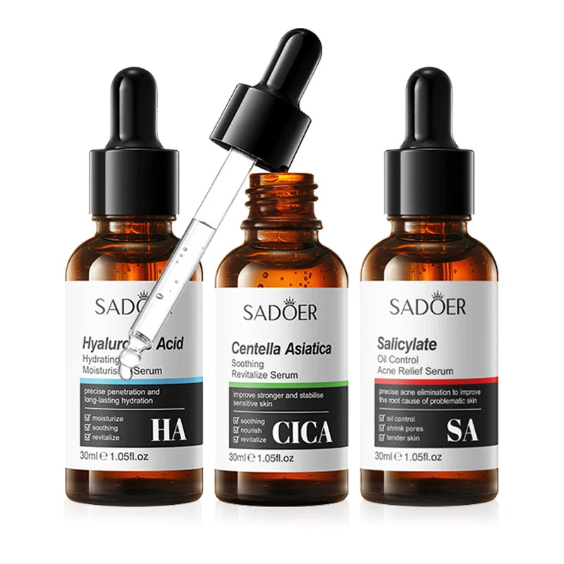 1/3pcs SADOER Salicylic Acid Centella Asiatica Hyaluronic Acid Serum for Face Moisturizing Hydrating Facial Essence 30ml