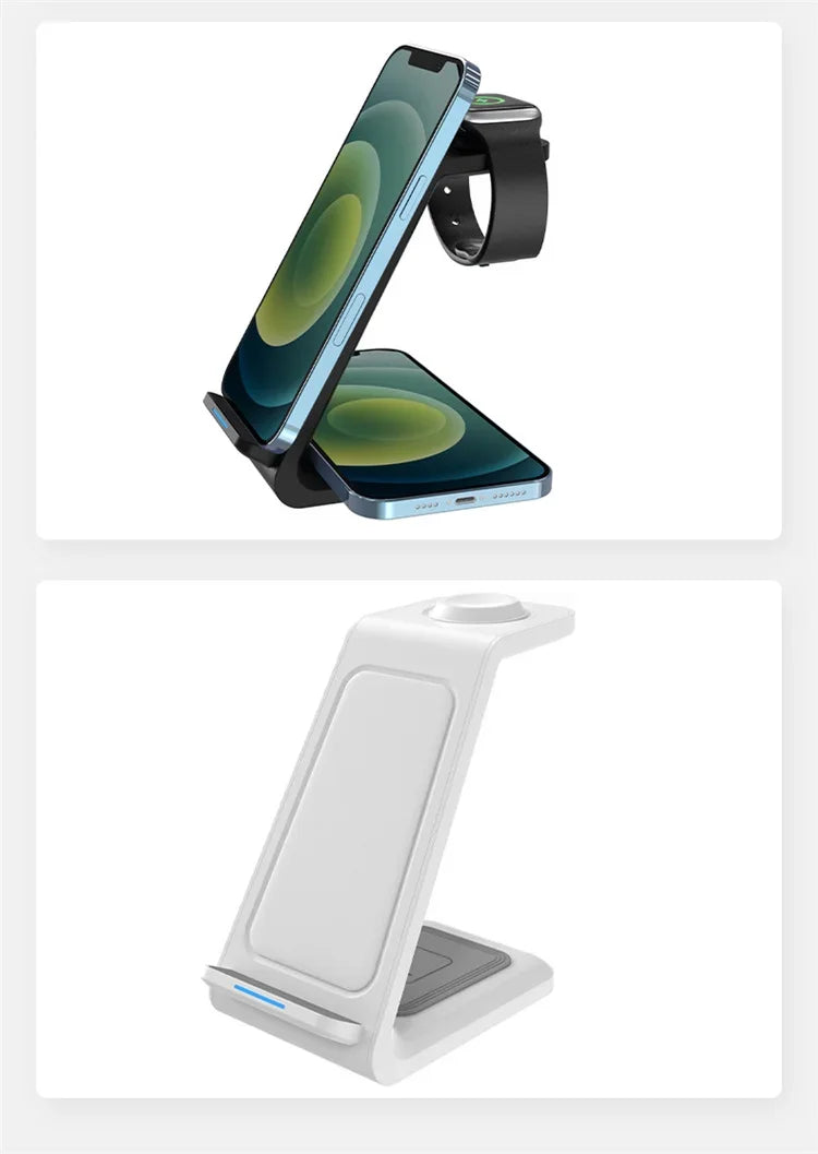 3 In 1 Wireless Charger Stand 30W Fast Charging Station for iPhone 16 15 14 13 12 11 iWatch 10/9/8/7 Ultra Airpods Phone Holder