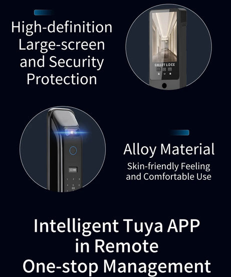 3D Real-time Intercom Face Recognition Digital Door Lock With Camera FIngerprint Password Unlock Keyless Electronic Door Lock