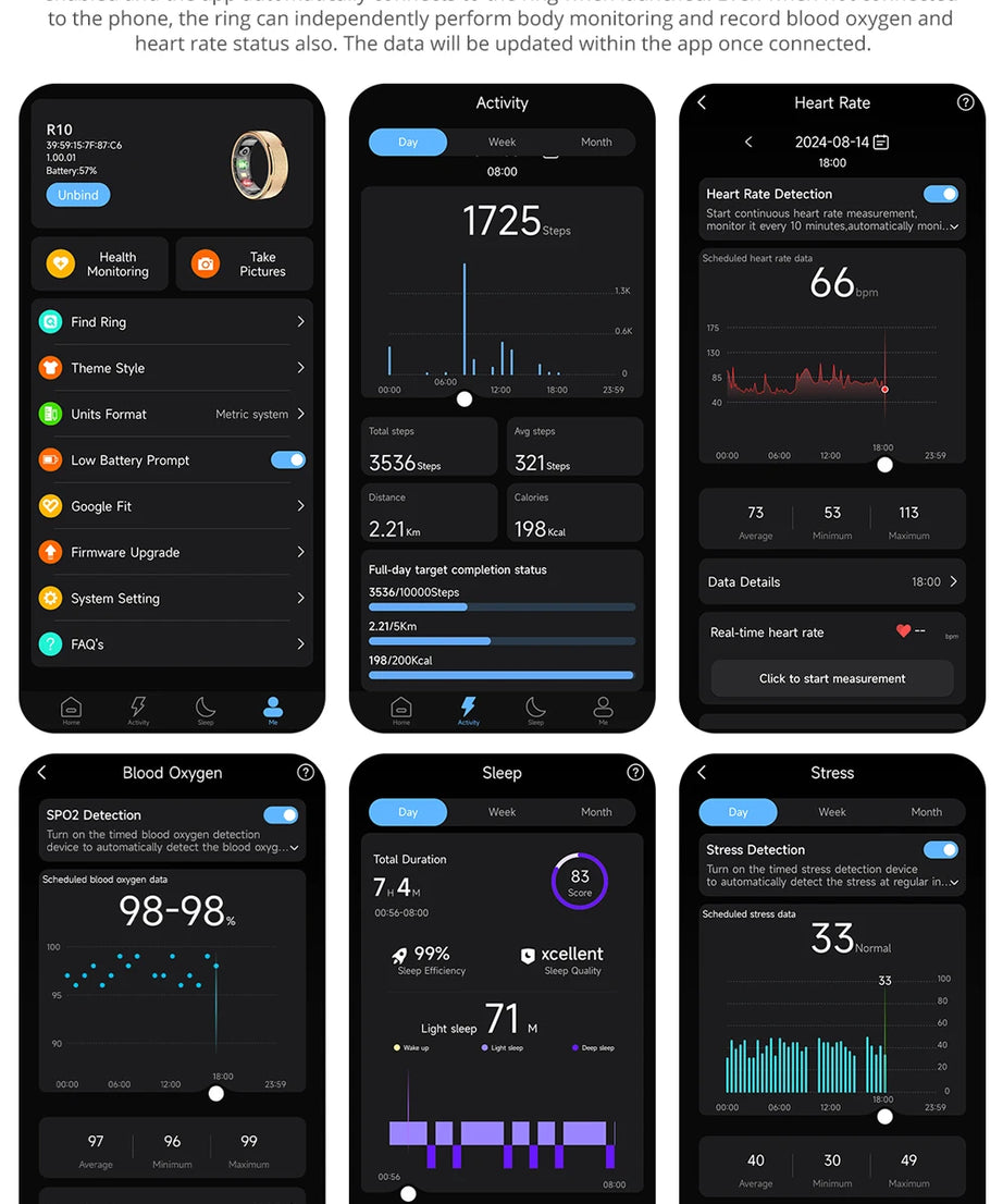 COLMI R10 Smart Ring with Charging Case for Men Women, Health and Sleep Monitor, 5ATM Waterproof, Multi-sport Mode