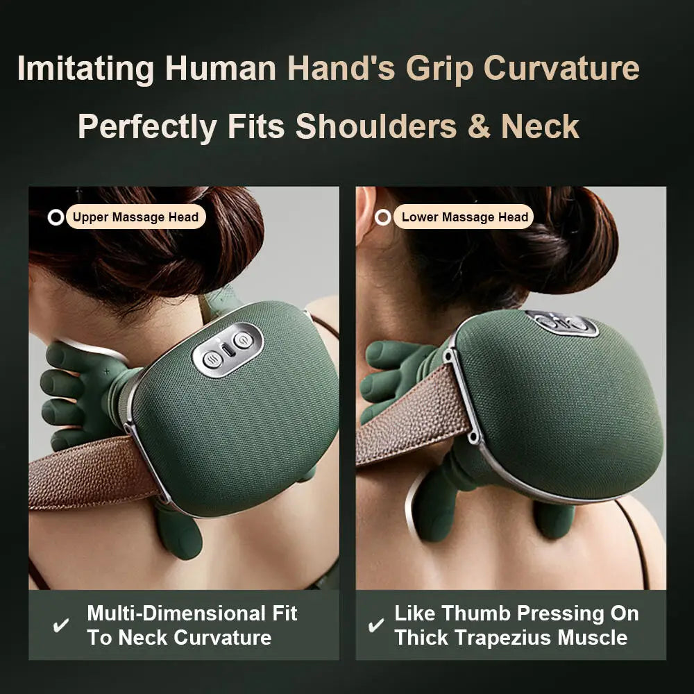 Electric Neck and Shoulder Massager Cervical Spine Massager Trapezius Kneading Muscles Back Massagers Pillow Relaxation