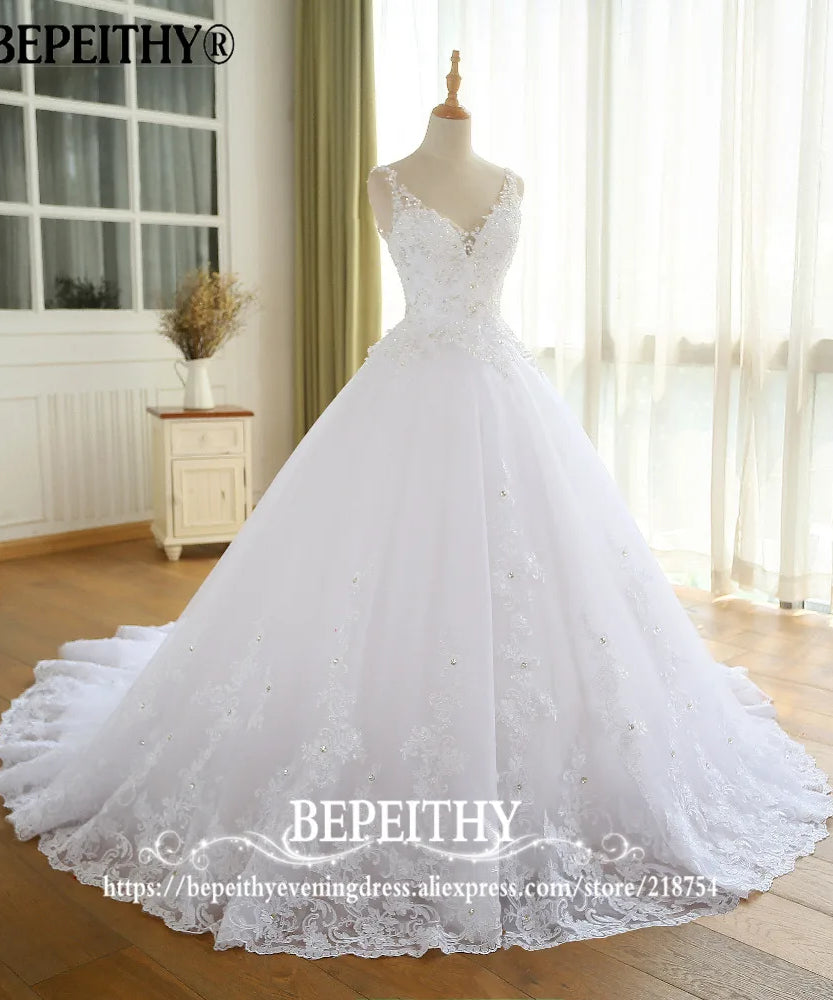 Customized Gorgeous Wedding Dress With Lace Vestido De Novia Princesa Wedding Dresses Real Image Ball Bridal Gown 2022 For Women